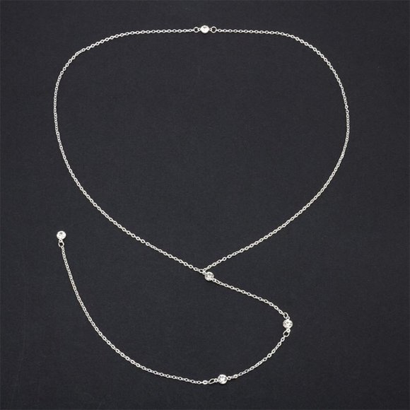 Gold or Silver Crystal Drop Necklace Body Chain - Picture 8 of 8